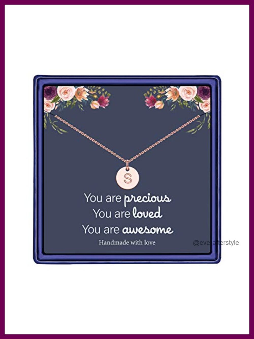 14K Rose Gold Plated Disc Initial Pendant Necklace with Gift Box
